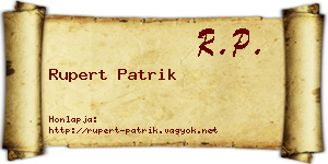 Rupert Patrik névjegykártya